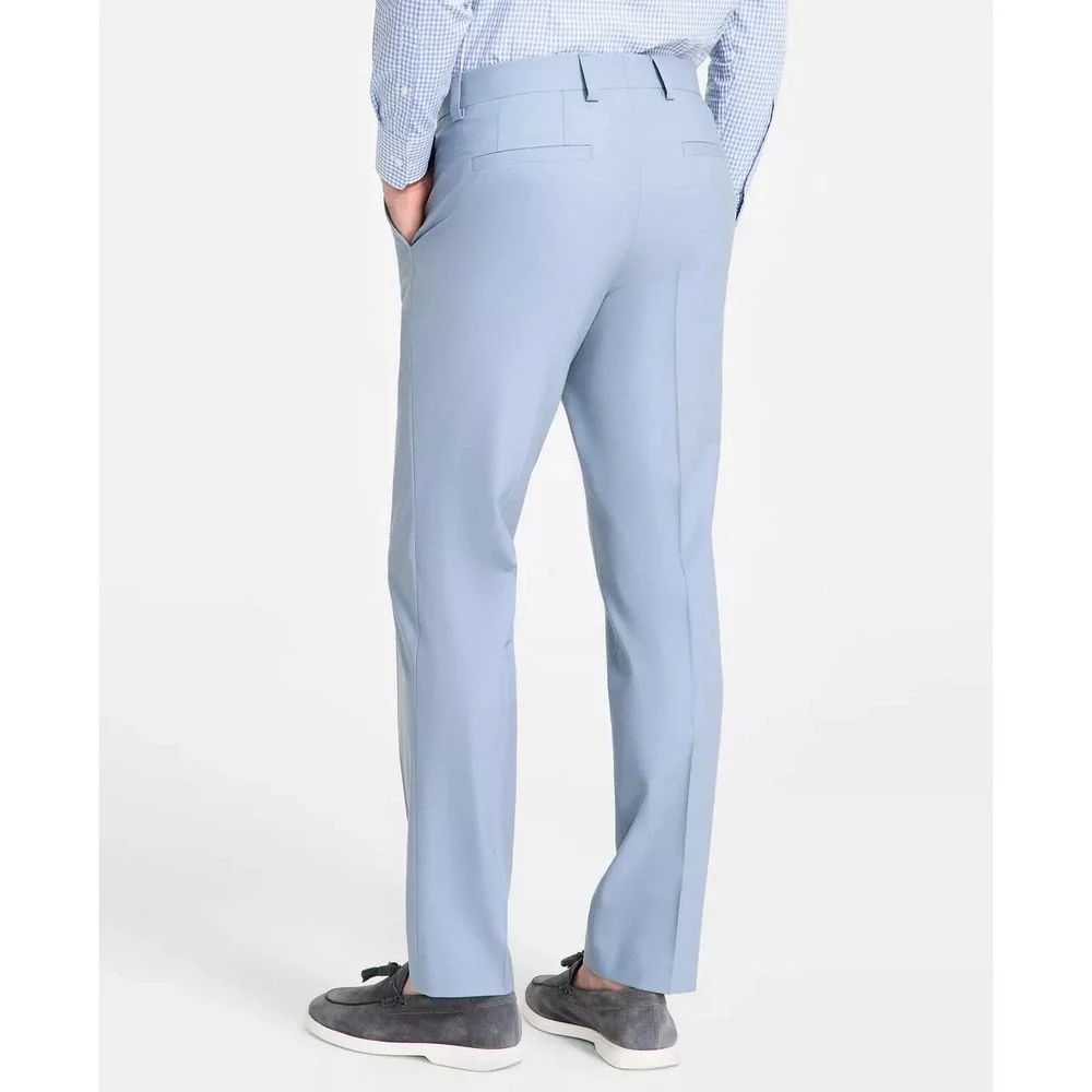 Hugo Mens Modern fit Dress Pants Wool Blend 36R Light Blue‎ Solid E111691